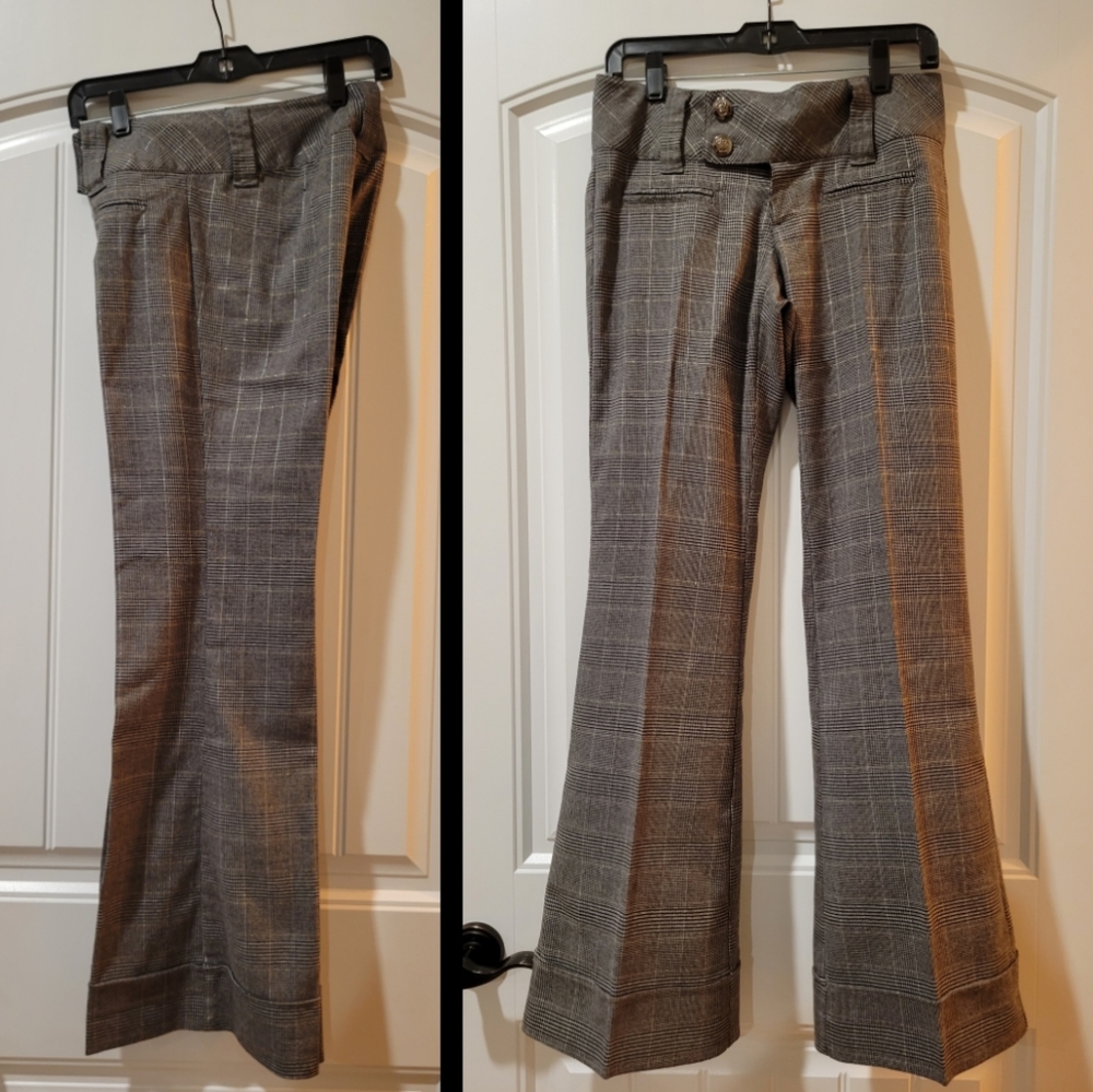 Vanity Prince of Wales check low-rise flare pants 5